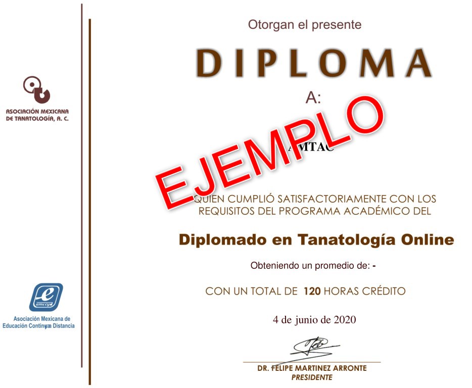 Diploma que se otorga al final del Diplomado